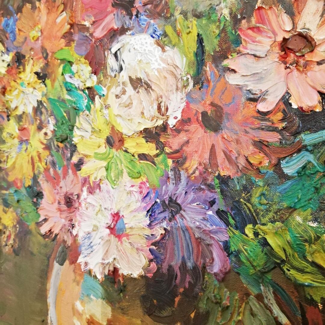 Wlodzimierz Borowczyk Polish Art Original Oil On Canvas Signed Still Life Flower