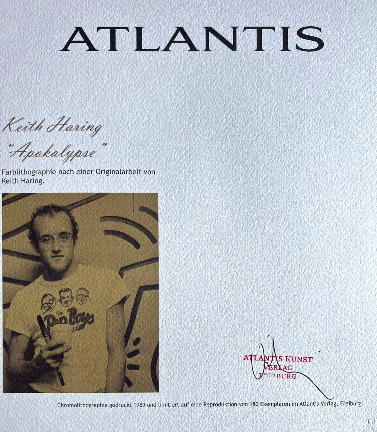 Keith Haring Lithograph Coa Signed Numbered Op Certified