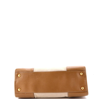 Prada Convertible Tote Canvas And Saffiano Leather Large