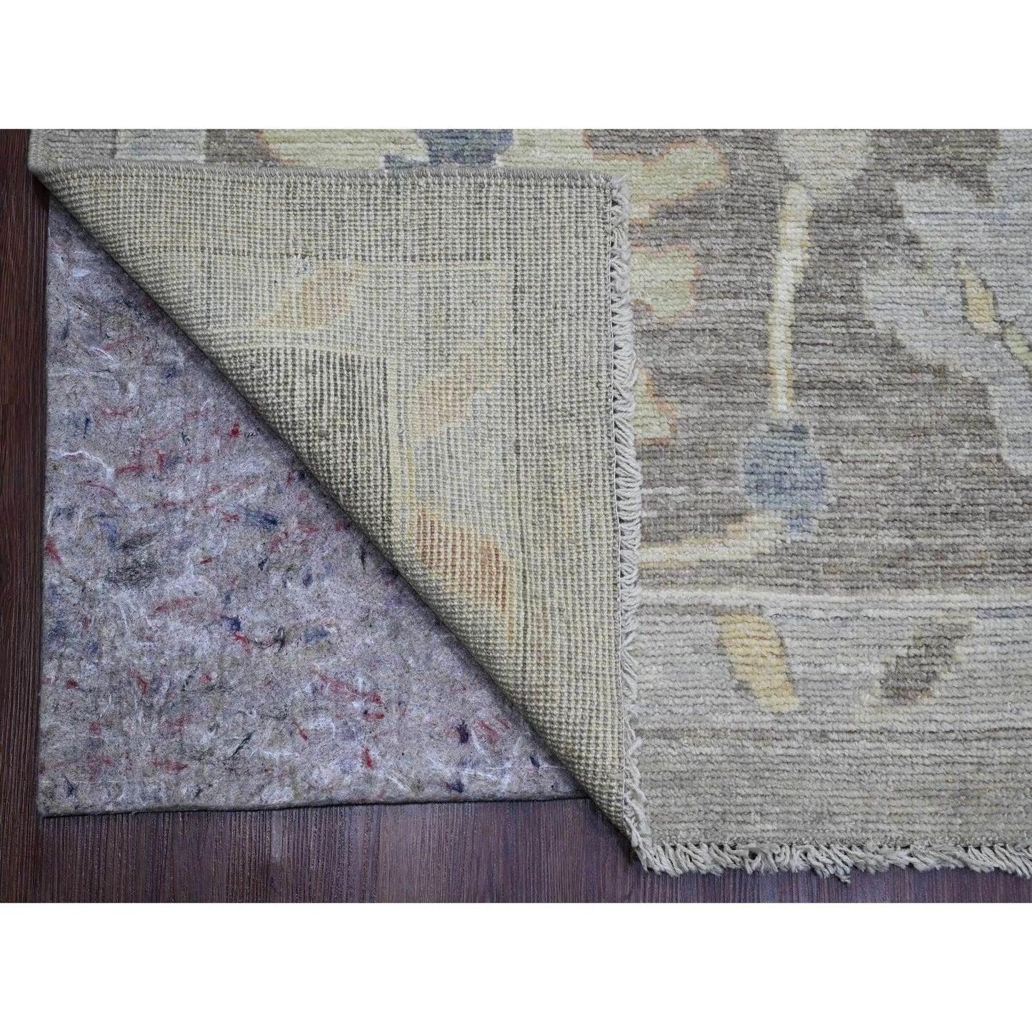 10'X13'8" Medium Gray Hand Knotted Angora Oushak Pure Wool Oriental Rug