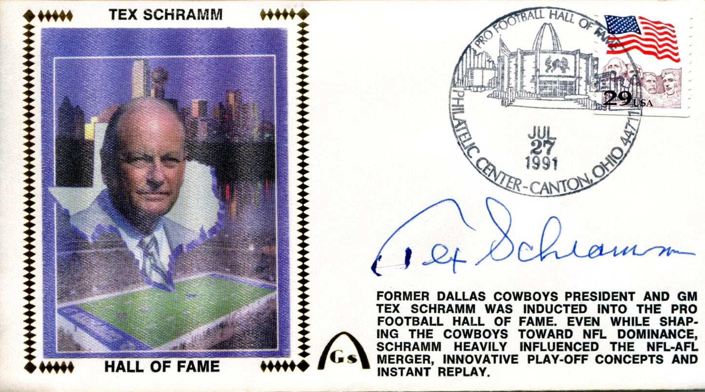 Tex Schramm Autographed July 27Th, 1991 First Day Cover (Psa)