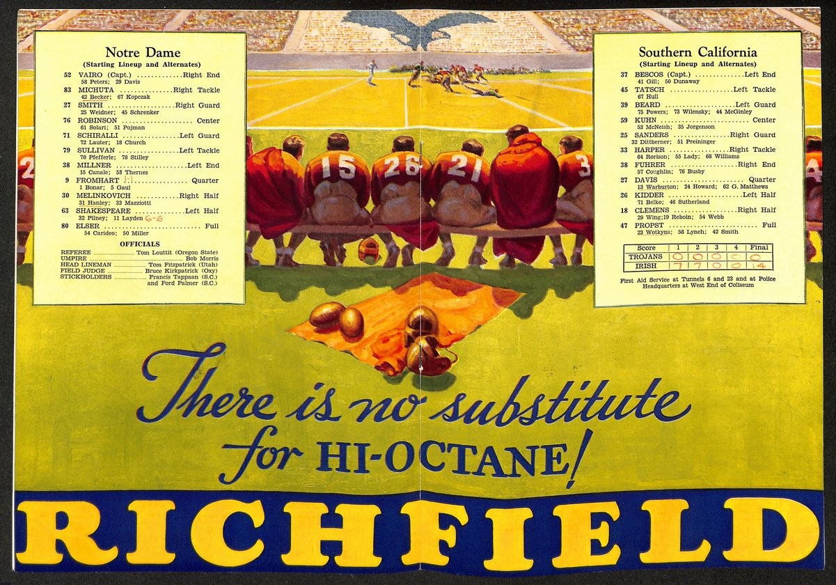 1934 Notre Dame @ Usc  Vintage College Football Game Program 194601