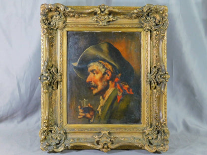 Romana Arregui Oil Painting Portrait Man with Wine Glass F3 Spanish Bilbao
