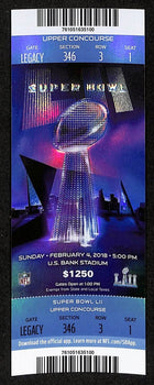 2018 Super Bowl Lii 52 Full Unused Mint Authentic Ticket Eagles Vs Patriots 8874
