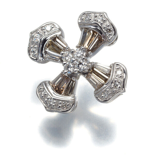 Brown&Clear Diamond 0.40ct Cross Pendant 18K 750