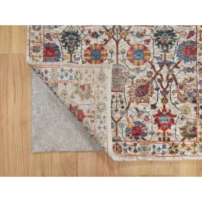 2'6"X18'4" White Tebraz Vase Hand Knotted Silk And Wool Xl Runner Rug