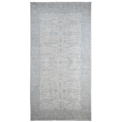 8'10"X17'4" White Afghan Angora Oushak Wool Hand Knotted Oversized Rug