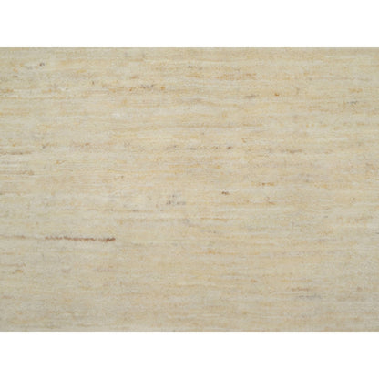2'4"X11'6" White Plain Design Modern Pure Wool Hand Knotted Runner Rug