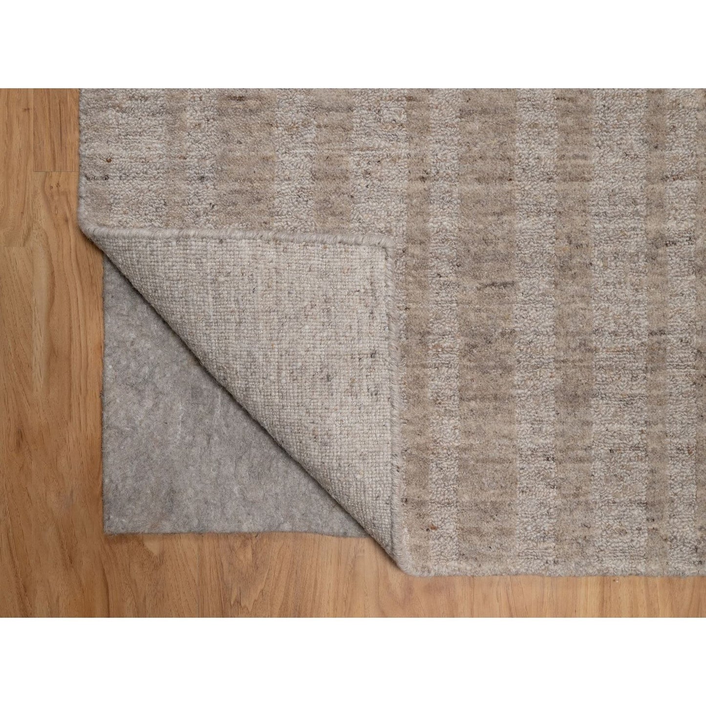 2'7"X8' Brown Hand Loomed Natural Wool Vertical Stripes Design Runner Rug