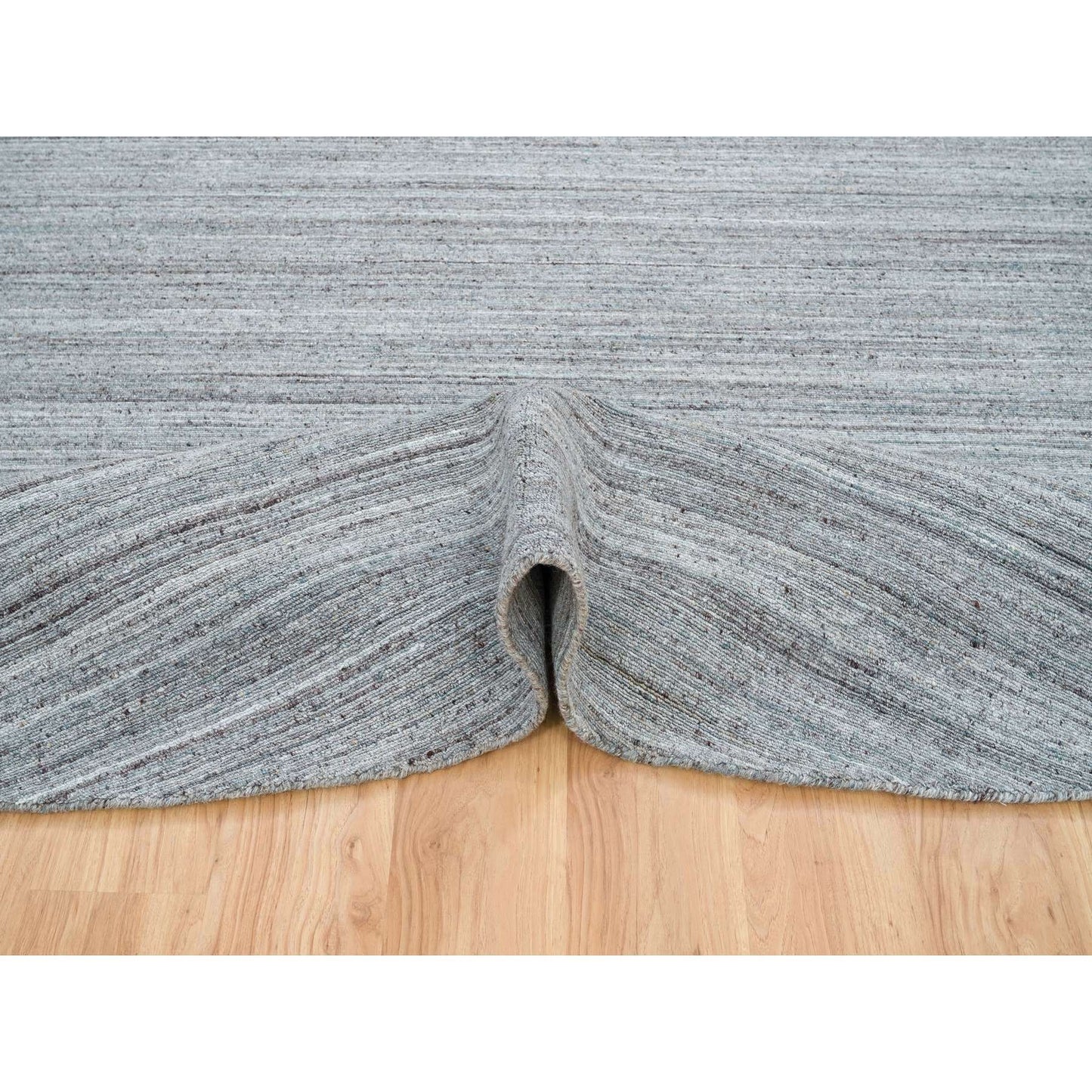 11'10"X11'10" Gray Hand Loomed Modern Design Wool Round Oriental Rug