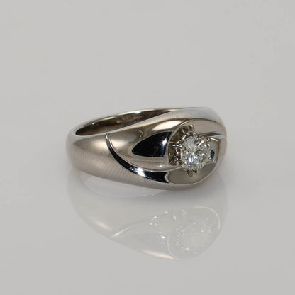18K White Gold Men'S Diamond Solitaire Ring By