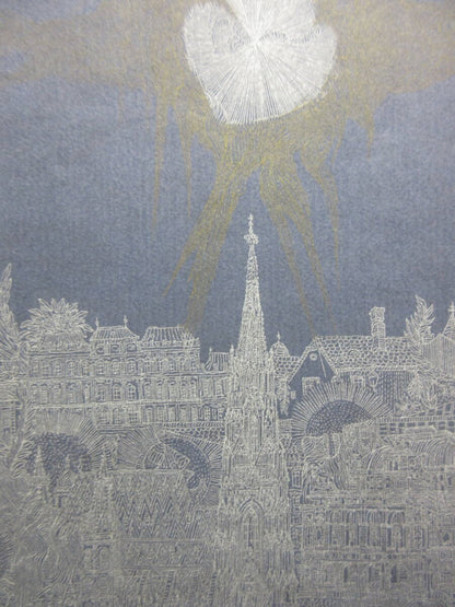Ernst Degasperi Vienna 1974 Signed Etching 24/99 Austrian Architecture Art Frame