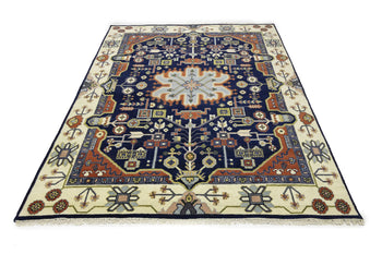 9X12 ft Navy Tribal Heriz Serapi Wool Oriental