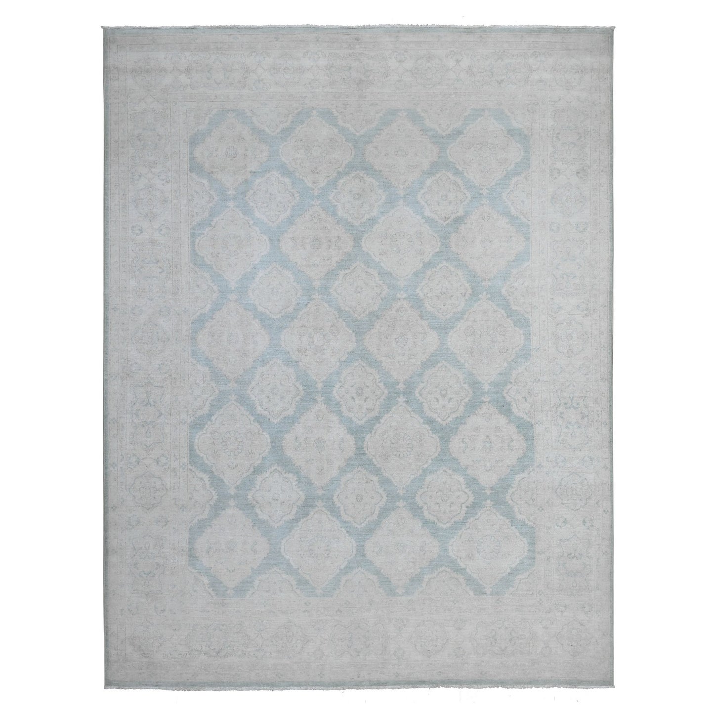 8'X10'4" Laurel Green Hand Knotted Fine Aryana Peshawar Wool Oriental Rug