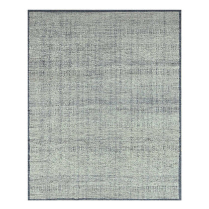 7'10"x10' Yale Blue Wool Rug Distressed Oxidized Grass Design Hand Knotted