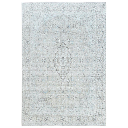 7'6"X10'10" Old Farsian Hand Knotted Wool Shabby Chic Distressed Look Rug