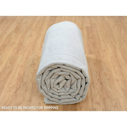 12'X17'10" Gray Wool And Plant Based Silk Hand Loomed Oversized Rug
