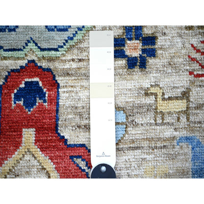 3'X10' Tan Color Anatolian Village Inspired Wool Hand Knotted Runner Rug