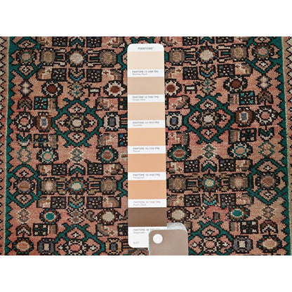 3'X8'1" Peach Vintage Zoroastrian Khamadan Hand Knotted Wool Runner Rug