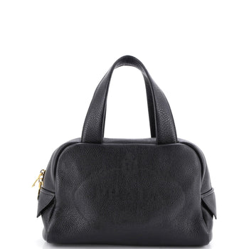 Prada Logo Bowler Bag Perforated Leather Medium