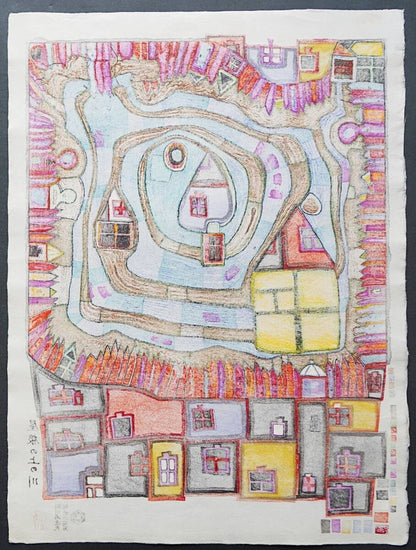 Friedensreich Hundertwasser River on the Roof Woodblock Print