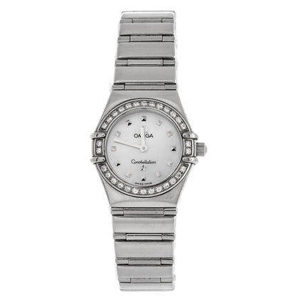 Omega Constellation Quartz Watch Stainless Steel With Diamond Bezel And Mother