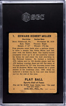 Eddie Miller 1941 Playball Card #1 Sgc 2