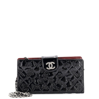 Chanel Lucky Symbols Wallet On Chain Embossed Quilted Patent
