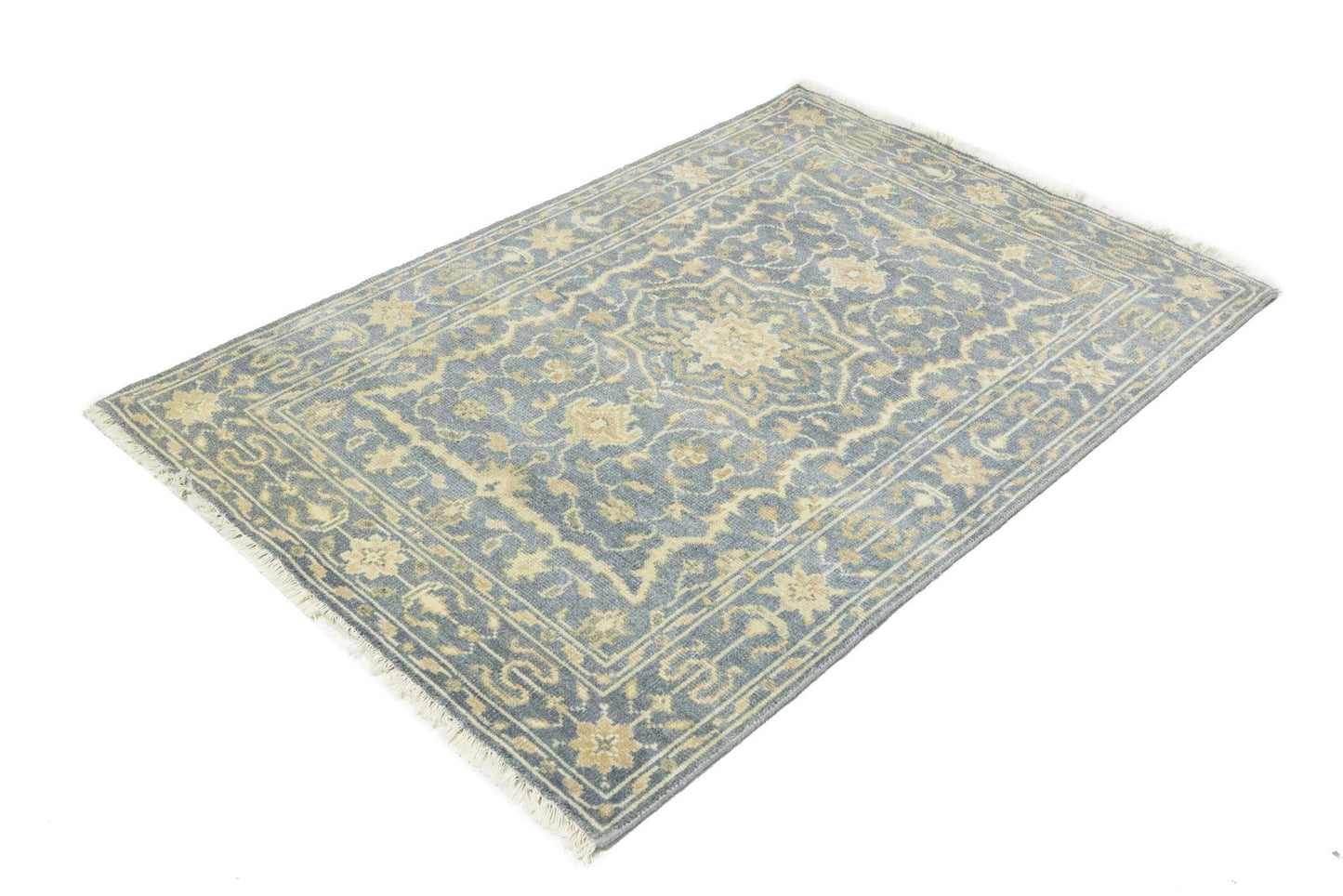 4x6ft Hand-Knotted Oriental Rug Floral Style Transitional Bedroom Carpet