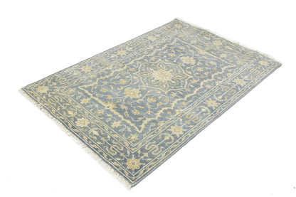 4x6ft Hand-Knotted Oriental Rug Floral Style Transitional Bedroom Carpet