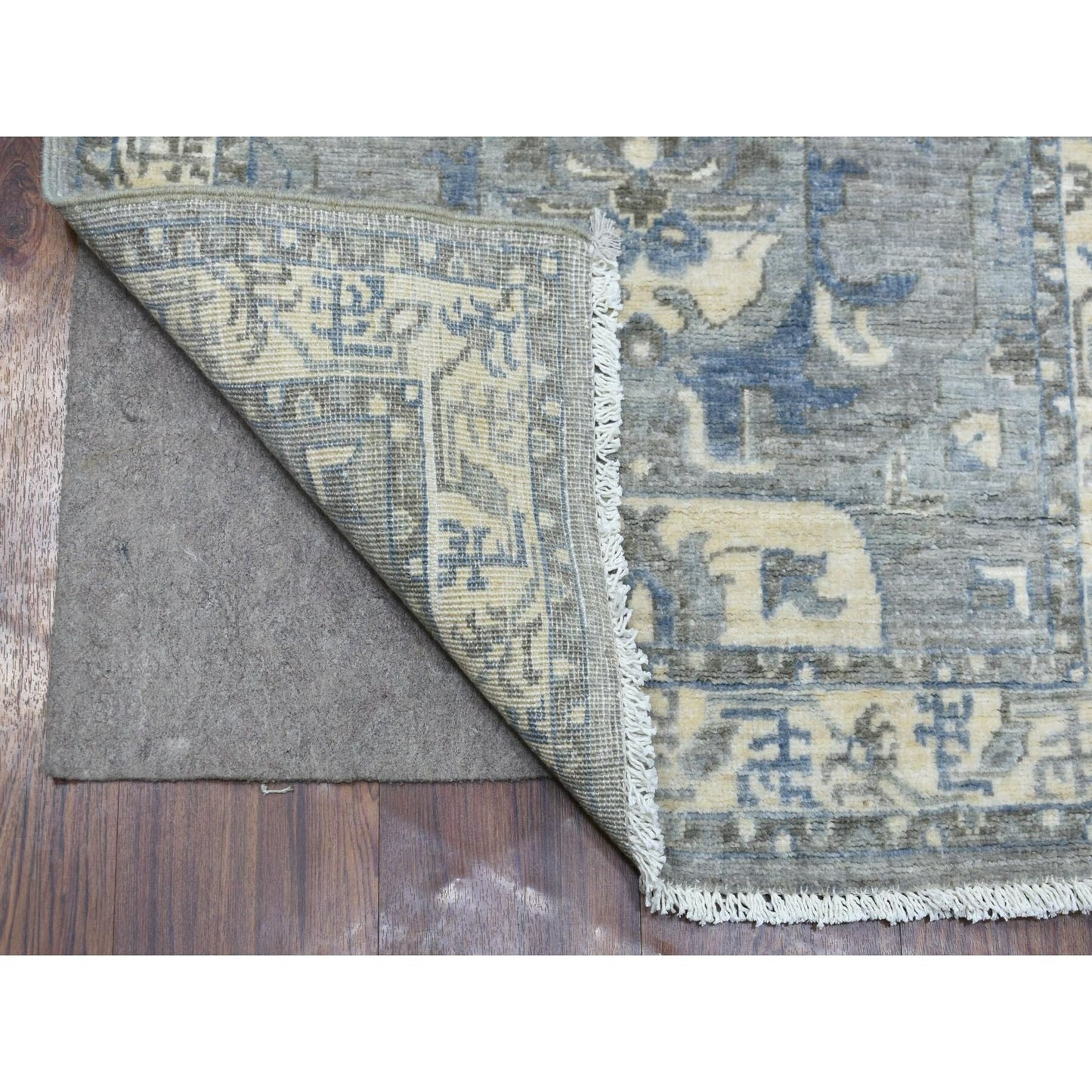 2'5"X11'7" Hand Knotted Gray Afghan Peshawar Wool Runner Rug
