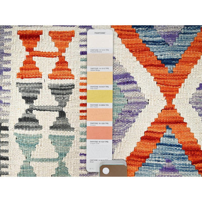 2'10"X8'4" Colorful Afghan Kilim 100% Wool Rug Flat Weave Hand Woven Runner