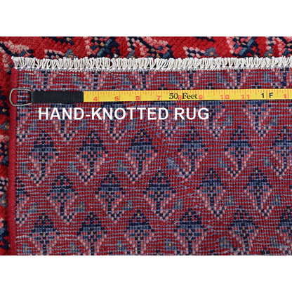 2'1"X5'1" Red Vintage Zoroastrian Boteh Design Hand Knotted Wool Runner Rug