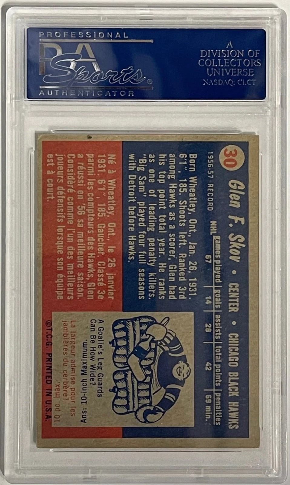 Glen Skov Autographed 1957-58 Topps Card #30 (Psa)