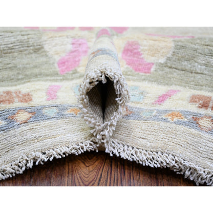 11'10"X15'5" Gray, Wool, Hand Knotted Afghan Angora Oushak, Oversized Rug
