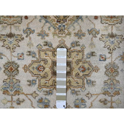 2'9"X17'10" Ivory Shiny Wool Hand Knotted Karajeh Design Xl Runner Rug