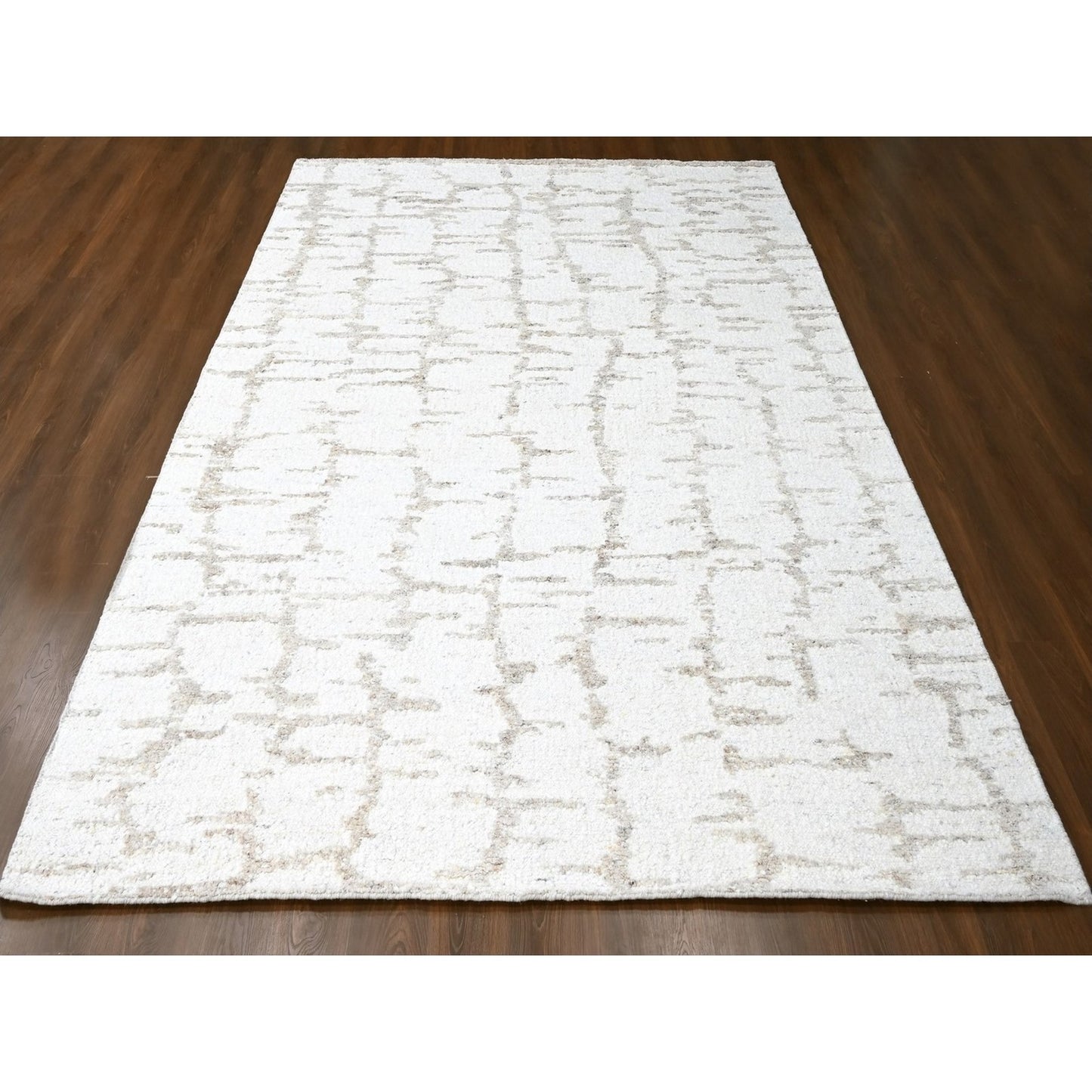 9'3"X12'2" Bone White Minimalist Swedish Design Hand Knotted Wool Rug