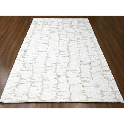 9'3"X12'2" Bone White Minimalist Swedish Design Hand Knotted Wool Rug