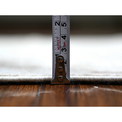 3'10"X9'8" Gray Wool Hand Knotted Afghan Angora Oushak Wide Runner Rug