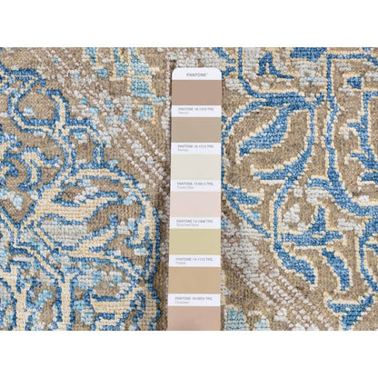 8'1"X9'9" Tan Color Wool And Silk Ottoman Design Hand Knotted Modern Rug