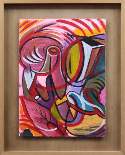 Kelly Detweiler (Usa) Original Acrylic Gouache On Paper Signed Framed Pop Art