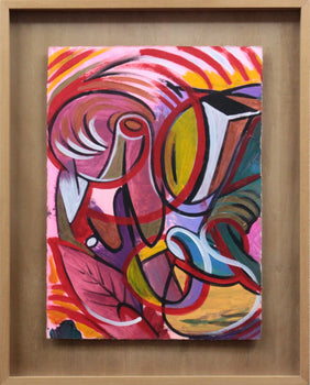 Kelly Detweiler (Usa) Original Acrylic Gouache On Paper Signed Framed Pop Art