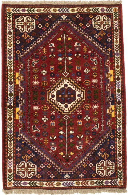 Hand-Knotted Wool Oriental Rug Vintage Tribal