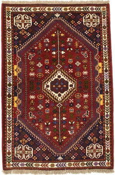 Hand-Knotted Wool Oriental Rug Vintage Tribal