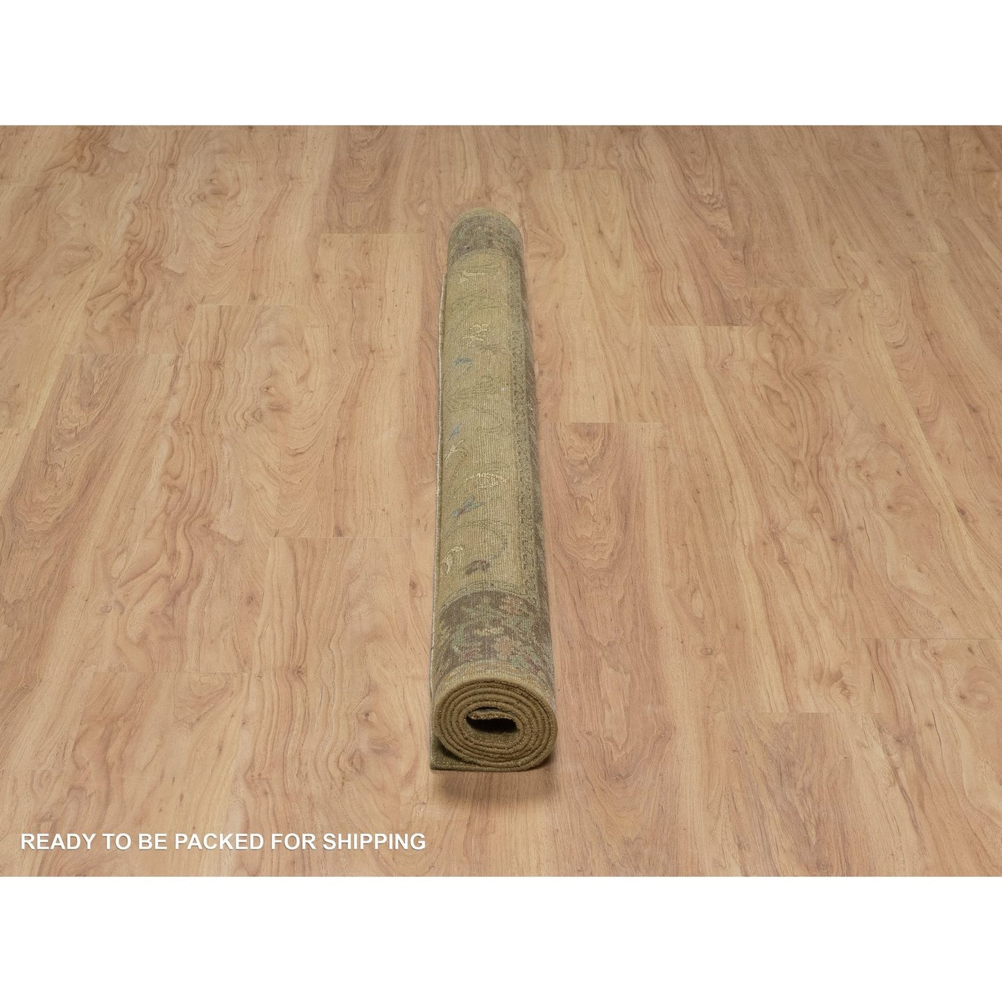 5'5"X5'10" Brown Botanical Design Himalayan Wool Hand Knotted Square Rug