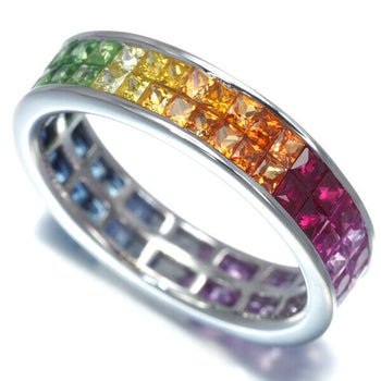 Sapphire 2.87Ct Green Garnet Ruby Full Eternity Ring 18K 750 White Gold