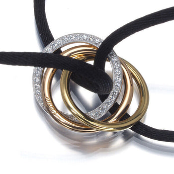Cartier Bracelet Trinity Diamond 3Color 18K Yellow White Rose Gold/Cord