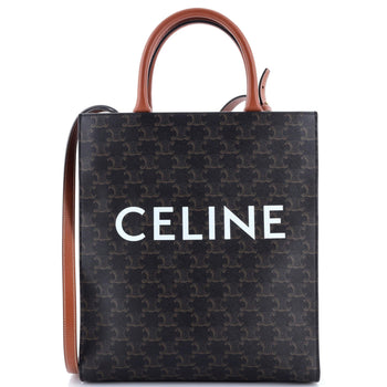 Celine Vertical Cabas Tote Triomphe Coated Canvas Small