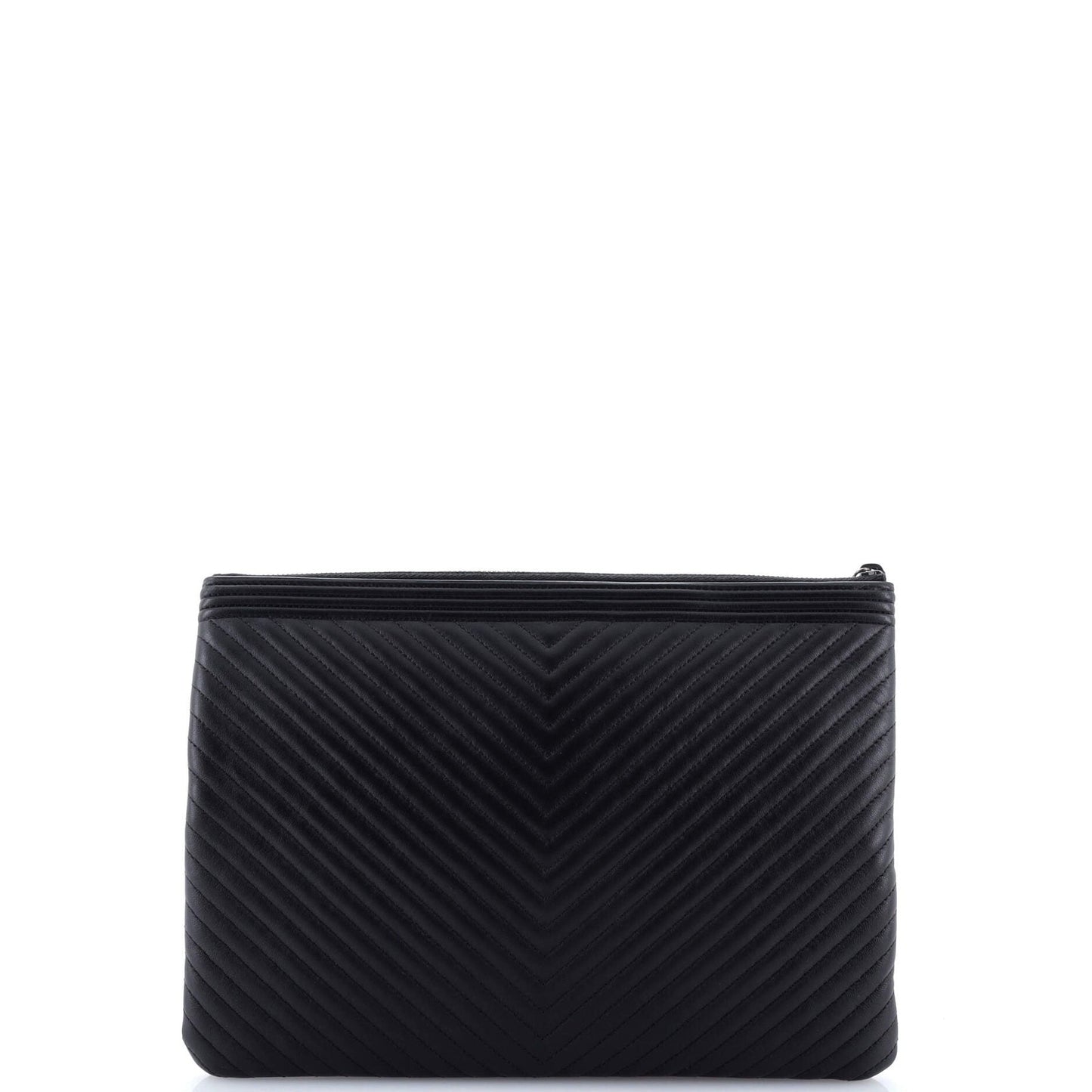 Chanel Boy O Case Clutch Chevron Calfskin Medium