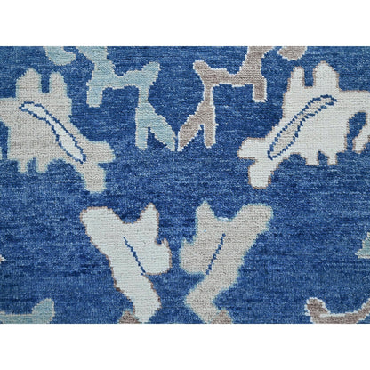 10'4"X13'6" Blue Afghan Oushak All Over Leaf Design Wool Hand Knotted Rug